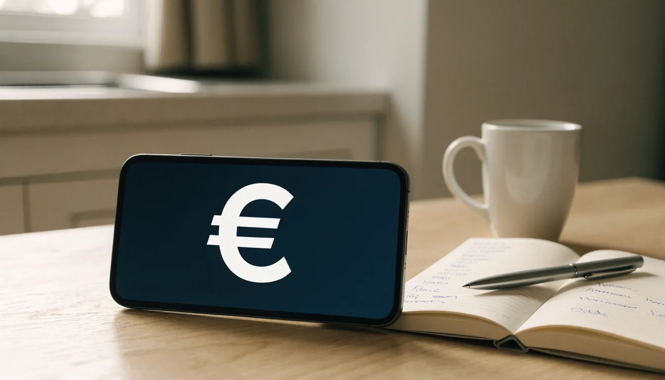 Un documento di identità appoggiato accanto a uno smartphone con un timer sullo schermo, su un tavolo da cucina