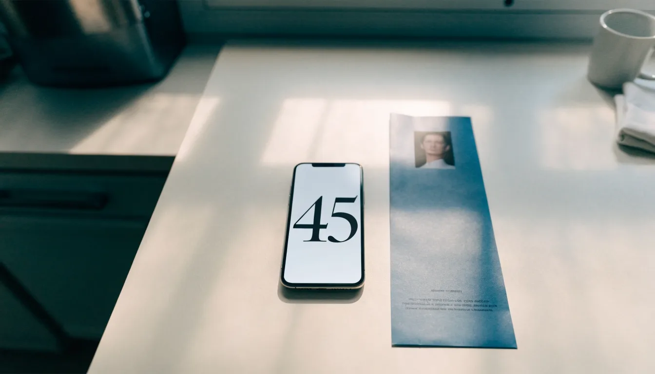 Un documento di identità appoggiato accanto a uno smartphone con un timer sullo schermo, su un tavolo da cucina